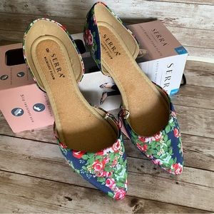 Serra Memory foam floral pointed d’orsay flats size 8